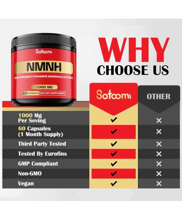 NMNH (Dihydronicotinamide Mononucleotide) -NMN Supplement Alternative - 1000mg per Serving NAD Supplement to Support NAD - 60 Capsules - 30 Days Supply - Buy Online on GoSupps.com