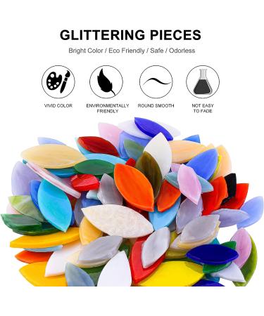 Yoption 100 Pieces Petal Mosaic Tiles - Hand-Cut Stained Glass Flower Leaves for Art & Home Decor - Mixed Color - Buy Online on GoSupps.com