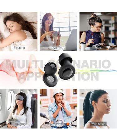 Buy Sleep Earplugs - 30dB Noise Cancelling Reusable Silicone for Sleeping Concerts Work & Travel - Anti-Snoring with 8 Ear Caps in XS S M L - Elegant Black - Buy Online on GoSupps.com