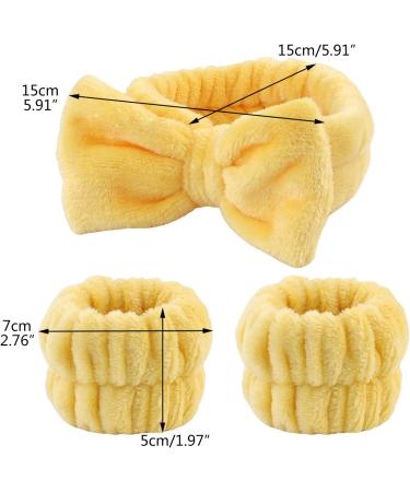 amangul 1set Elastic Women Shower Hairband & Wristband Cute Bowknot Plush Face Wash Hairband Home Makeup Headband Wristband(Black 3Piece Set) - Buy Online on GoSupps.com