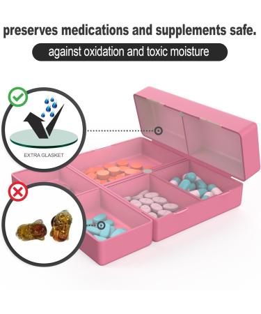7 Compartments Travel Pill Case - Foldable Travel Organizer with Magnetic Button | Hot Pink Vitamin Supplement & Medicine Holder - PILLY - Buy Online on GoSupps.com