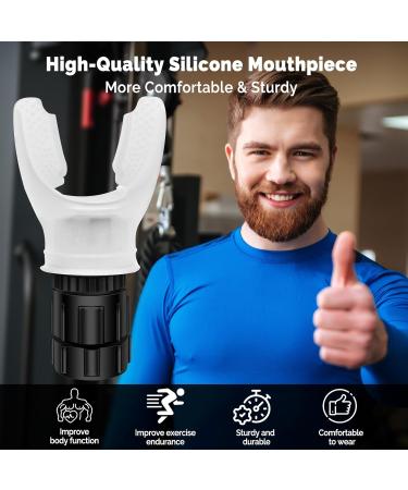 Portable Breathing Trainer - Adjustable Muscle Trainer Soft Silicone for Strengthen Breathing Exercise Compact Fitness & Training - White Glacier (New Upgrade - Buy Online on GoSupps.com