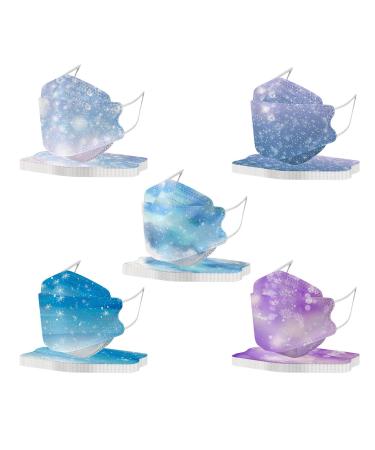 WEXCV 50 pieces 4D daily snowflake prints one-way mouth protection for adults 5 layer fabric mask breathable mouth and nose protection or nose protection for Easter fabric mask a l