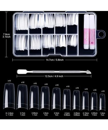 100 Pieces Clear False Nails - Artificial Fingernails Tips & Cuticle Pusher for Women & Girls | 10 Sizes | International Shipping - Buy Online on GoSupps.com