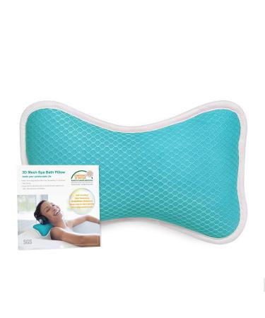 Comfortable Bath Pillow with Suction Cups, Supports Neck and Shoulders Home Spa Pillows for Bathtub, Hot Tub, Bathtub Head Rest Pillow Relax & Comfy - Blue