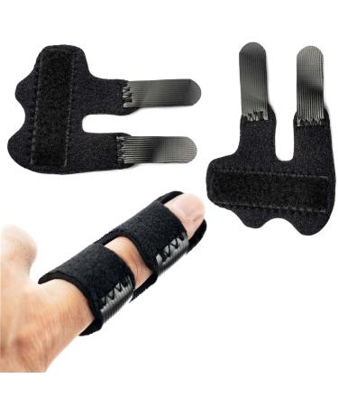 Trigger Finger Splint 2pc Mallet Finger Splints For Trigger Finger Index Finger Splints For Broken Finger Finger Straightener-Ring Finger Splint Black-2pc