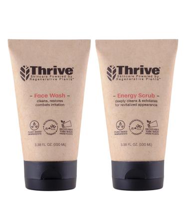 Thrive Daily Clean Superplant Skin Care Set - Gift Set with Natural Face Wash & Face Scrub - Vegan Made in USA