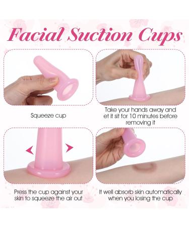 Oruola 4pcs Face Suction Cupping Face Cups for Facial Cupping Silicone Anti Cellulite Vacuum Facial Cups for Faces and Neck Eye Massage Beauty Tool Pink - Buy Online on GoSupps.com