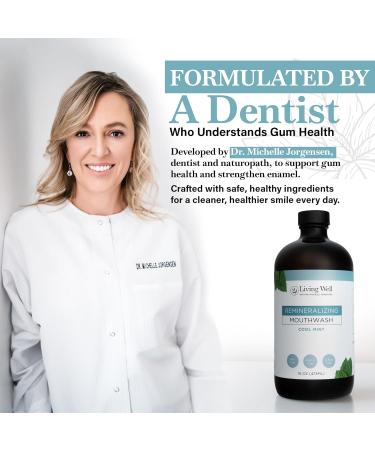 Living Well with Dr. Michelle Cool Mint Remineralizing Mouthwash | Hydroxyapatite & Colloidal Silver Formula | Alcohol-Free | Fluoride-Free Mouth Rinse - Buy Online on GoSupps.com
