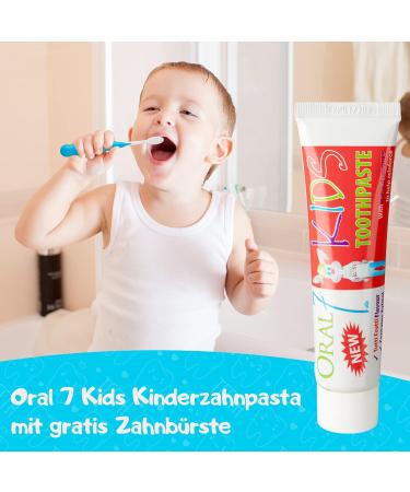 Oral7 Kids Toothpaste - Enzymes from Breast Milk for Less Decay | Free Toothbrush | Tasty Tutti Frutti Flavor | Age 2+ - Buy Online on GoSupps.com