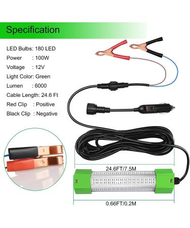 Ankey 12V 100W 6000 Lumen LED Fish Bait Crappie Luring Light - Submersible Night Fishing Lure with 24.6 Ft Cord - Buy Online on GoSupps.com