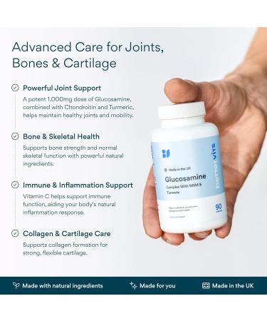 Bettervits Glucosamine Complex with MSM hondroitin and Turmeric | Joint Supplements for Women and Men with Vitamin C | Arthritis Support Supplement for Mobility & Flexibility - 90 Capsules - Buy Online on GoSupps.com
