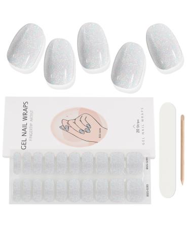 EBANKU 20 PCS Gel Nail Strips Nail Gel Polish Strips Full Wraps Adhesive Gel Nail Stickers with Nail File and Stick(UV/LED Lamp Required) (11)