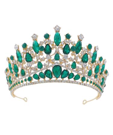MR Green Queen Crown for Women  Crystal Wedding Tiara for Bride  Princess Tiara Diadem  Prom Pageant Birthday Costume Party Hair Accessories