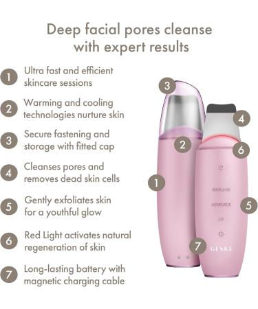 Geske SmartAppGuided Microcurrent Skin Scrubber & Blackhead Remover | 9-in-1 Skincare Tool | Anti-Aging & Deep Cleaning | Professional Face Lift | Pink - Buy Online on GoSupps.com