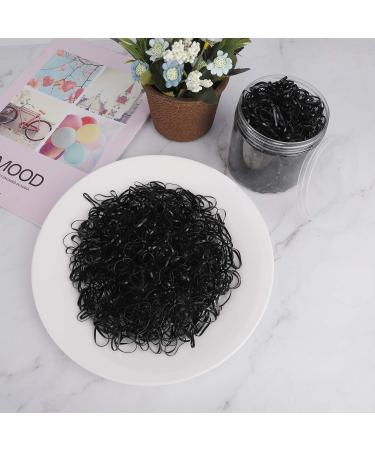 2000 Mini Elastic Hair Ties - Soft Black Rubber Bands in Plastic Box for Baby Girls Wedding Hairstyles & Small Dreadlocks - Buy Online on GoSupps.com