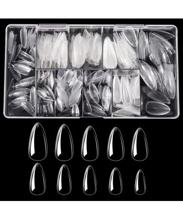 Clear Acrylic Nail Tips-Fake Nail Tips 500PCS Medium Almond Shaped Clear Nails Full Cover Press on Nails for DIY Nail Art  10 Sizes