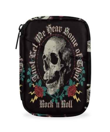 Rock in Roll Skull Roses Pill Case Weekly Medicine Organizer with Travel Bag Seven-Day Pill Box Vitamin Supplement Box Fish Oil Pills Holder