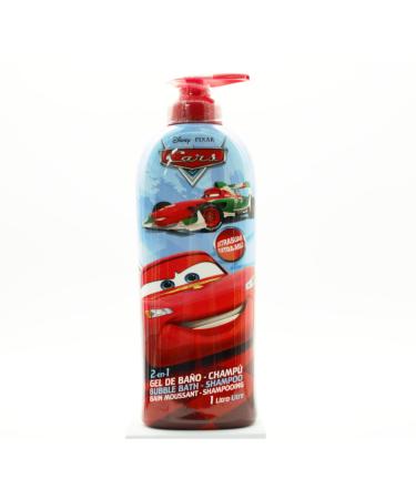Cars Children Hair and Body Wash 2 in 1 Bubble Bath and Shampoo with Dispenser Paraben Free Suitable for All Hair Types and Dry Sensitive Skin and Scalp 1L