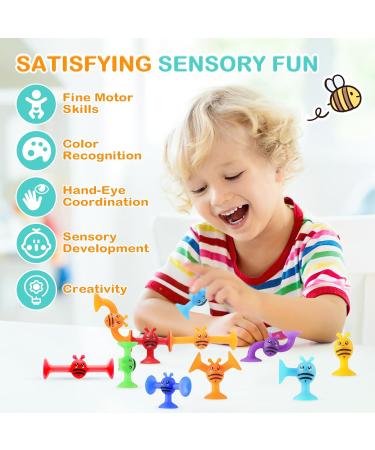 Sensory Silicone Suction Toys for Kids | 38 Pcs Building & Montessori Toy Set | Stress Relief & Travel Easter Gift | Ages 3-7 - Buy Online on GoSupps.com