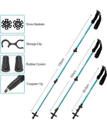 HRKING Lightweight Terrain Showshoes Set with Trekking Poles and Carrying Tote Bag - 25 Inches (120-180lbs) - For Women, Men, and Kids - Gold/Pink Red/Blue Blue - Buy Online on GoSupps.com