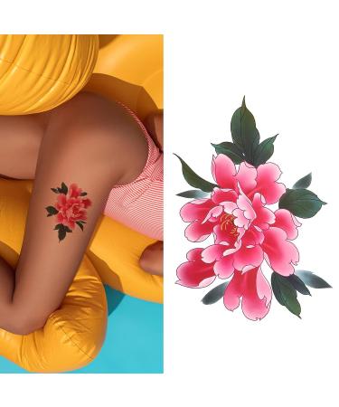 10 Sheets 3D Rose Peony Flower Temporary Tattoos for Women - Waterproof Fake Tattoo Stickers for Arm, Shoulder, Leg & Body - Buy Online on GoSupps.com