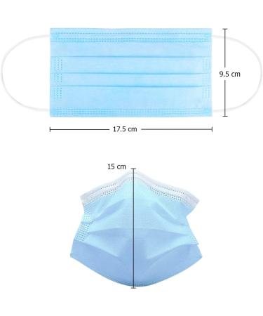 TBOC Disposable Hygiene Masks - 3 Layer Soft Lightweight Breathable Polypropylene with Nose Clip - 10 Blue Units for International Shipping - Buy Online on GoSupps.com