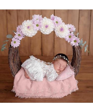 Spokki 2PCS Baby Props Photography Wrap Kit - Handmade Pearl Wrap Blanket with Headband | Newborn Outfits for Photography - Pink | 35.5 X 67 inch - Buy Online on GoSupps.com