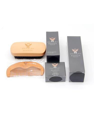 Beard Growth Kit | Natural Oil Shampoo Balm Sandalwood Comb & Boar Brush - Moisturizing Grooming Solution for Men - Buy Online on GoSupps.com