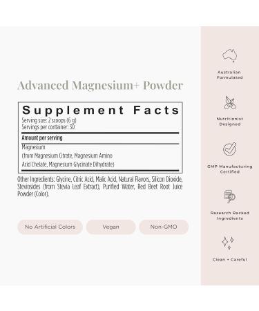 JSHealth Vitamins Advanced Magnesium+ Powder with Magnesium Glycinate & Citrate - 3 Bioavailable Forms 400 mg/Serving 6.35 Ounce (Pack of 1) - Buy Online on GoSupps.com