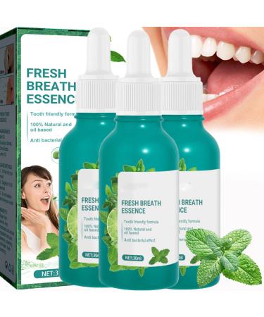 3 PCs Fresh Breath Oral Care Essence Fresh Breath Oral Care Clean Teeth Gel Natural Breath Freshening Drops Long Lasting Fresh Breath Easy to Carry Minty Taste