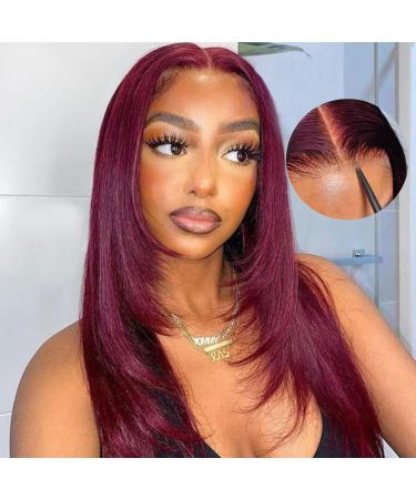 HD Lace Gluess Human Hair Bob Wig with 180% Density Wear and Go Short Bob Wig 5x5 Lace WIG 14 inch Real Hair Wig for women 100% Brazilian real hair in a natural black color 99J# 5x5-99j# 14 inches (36cm) -BOB