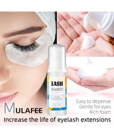 MULAFEE Eyelash Extension Cleanser Kit - Paraben & Sulfate Free Foaming Shampoo for Salon & Home Care with Rinse Bottle and Soft Brush - 60 ML - Buy Online on GoSupps.com