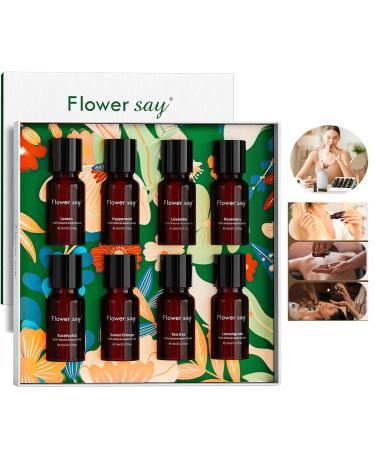 Flower SAY Essential Oil Set - 8Pack 100% Pure Natural MAX Essentials Oil Gift Set for Diffuser/Humidifier/Skin Care Natural MAX 0.13 Fl Oz (Pack of 8)