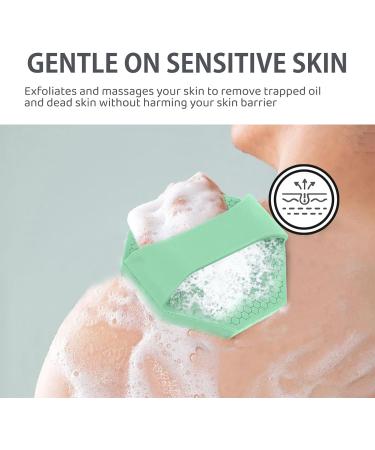 Antimicrobial Silicone Body Scrubber - Exfoliating & Eco-Friendly Shower Brush for Sensitive Skin (Mint) - Buy Online on GoSupps.com