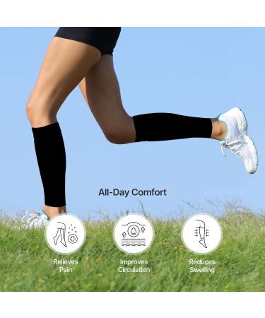 Mother-K Leg Compression Sleeves for Women - Calf & Shin Support Pain Relief during Pregnancy - Black Large - Buy Online on GoSupps.com