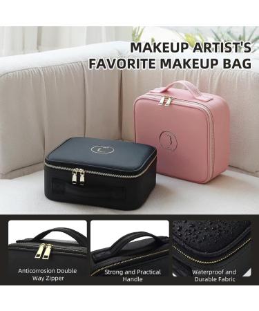 Portable Travel Makeup Case with LED Light Mirror | Waterproof Cosmetic Bag with Adjustable Brightness | Professional Organizer with Dividers - Black - Buy Online on GoSupps.com