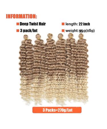 22 Inch Allgro Ocean Wave Crochet Hair 3 Packs - Deep Twist Braiding Hair Extension in 27/613# Color - Buy Online on GoSupps.com