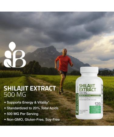 Bronson Shilajit Extract 500mg - Energy & Vitality Support - 20% Total Acids - Non-GMO - 120 Vegetarian Capsules - Buy Online on GoSupps.com