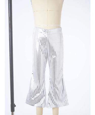 Aislor Girls Shiny Metallic Wide Leg Flare Trousers | Silver Dance Pants 9-10 Years - Buy Online on GoSupps.com