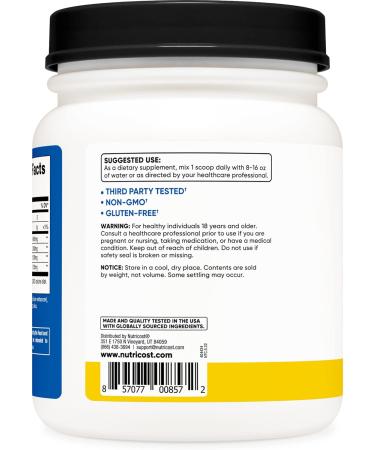 Nutricost BCAA Powder (Pineapple) - 90 Servings Optimal 2:1:1 Ratio Premium Amino Acids for Muscle Recovery & Performance - Buy Online on GoSupps.com