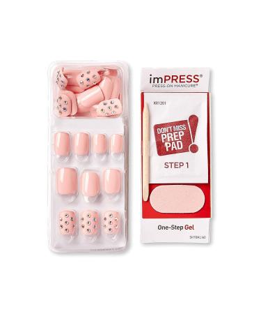 KISS imPRESS Press-On Manicure Nail Kit with PureFit Technology - Petite Length Petite Secrets - Includes Prep Pad, Mini Nail File, Cuticle Stick, and 30 Fake Nails - Buy Online on GoSupps.com