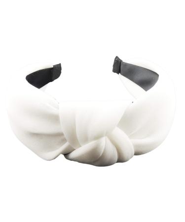 Ladies Thick Jersey Top Knot Headband Alice Band (White)