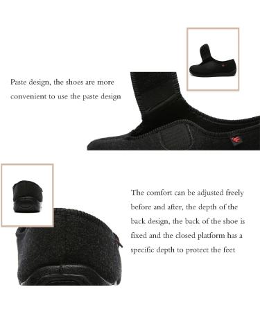 Yytcsjz Adjustable Men's Diabetic Slippers - Wide Air Cushion Lightweight Walking Shoes for Elderly - Black - Buy Online on GoSupps.com