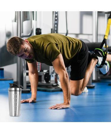 Premium 960ml Stainless Steel Protein Shaker - BPA Free Leak-Proof Clump-Free Silver Water Bottle with Scale - Buy Online on GoSupps.com