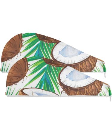 Tropical Coconut Hair Towel 2 Pack | Super Absorbent Quick Dry Hair Turbans for Women & Girls - Buy Online on GoSupps.com