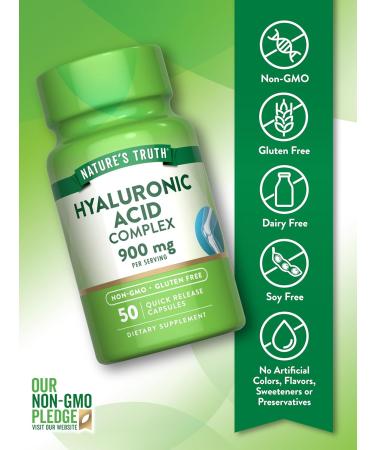 Nature's Truth Hyaluronic Acid with Collagen & MSM | 900mg | 50 Capsules | Non-GMO & Gluten Free Supplement Unflavored 50 Count (Pack of 1) - Buy Online on GoSupps.com