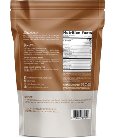 NutraOne RoastOne Coffee Protein Powder | Coffee Infused Whey for Energy & Focus | 160mg Caffeine 20g Protein (Sweet Cream 1.35 lbs) - International Shipping Available - Buy Online on GoSupps.com