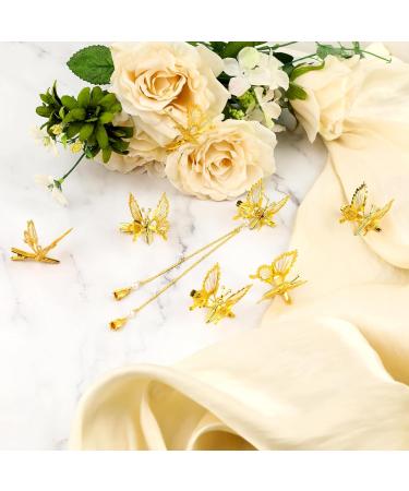 Gold Hollow 3D Butterfly Hair Clips - 12pcs Elegant Metal Tassel Hairpins for Women and Girls | Butterfly Hair Accessories - Buy Online on GoSupps.com