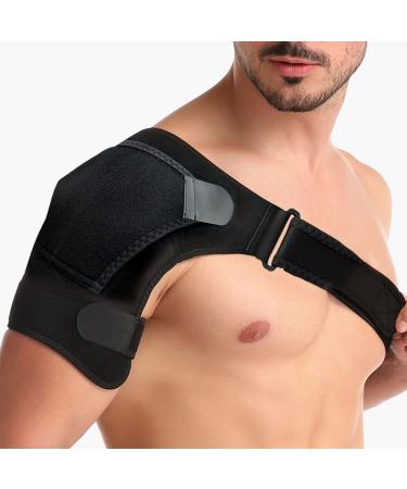 Adjustable Stability Support Shoulder Brace for Men and Women Fits Both Left or Right Compression Sleeve Strap Relief for Pain Shoulder Injuries RA Tendonitis Bursitis Arthritis - Black